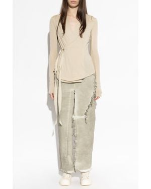 Rick Owens Denim Skirt With Slit - Natural