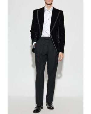 Ferragamo Wide-Leg Pleated Pants - Black