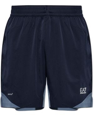 EA7 Shorts With Printed Logo - Blue