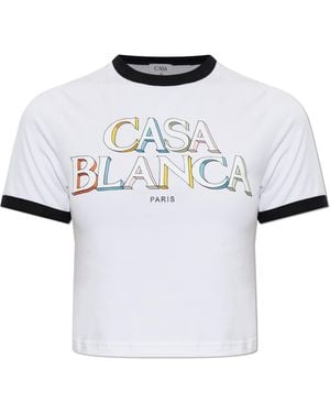 CASABLANCA Short T-Shirt With Printed Logo - White