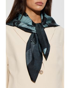 Versace Silk Scarf With "Sunset Palms" Print - Blue