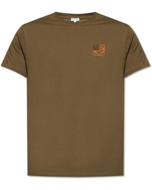 Loewe T-Shirt With Embroidered Logo - Green