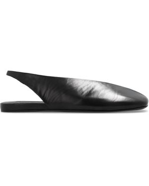 Jil Sander Leather Folded Slingback Flats - Black