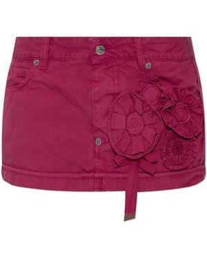 DSquared² Short Skirt With Applique - Red