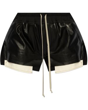 Rick Owens Leather Shorts Fog - Black