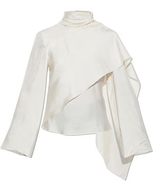 Rohe Silk Top With Stand-Up Collar - White