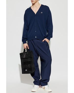 KENZO Wool Cardigan With Patch - Blue