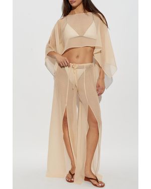 Balmain Silk Beach Pants With Monogram - Natural