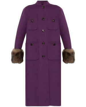 Valentino Garavani Coat With Fur Cuffs - Purple