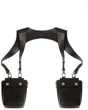 Amiri Black Leather Harness Bag