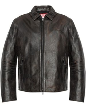 DIESEL Leather Jacket 'L-Amar-Wrd' - Black