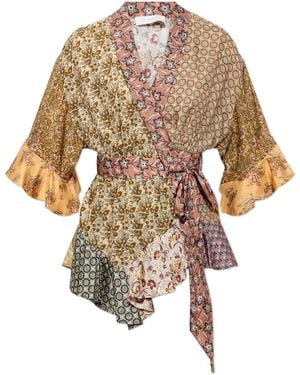 Zimmermann Silk Tie-Waist Top - Multicolour
