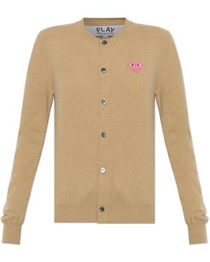 COMME DES GARÇONS PLAY Wool Cardigan With Logo Patch - White