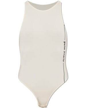 Palm Angels Bodysuit With Printed Logo - White