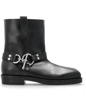 Balmain Leather Ankle Boots - Black