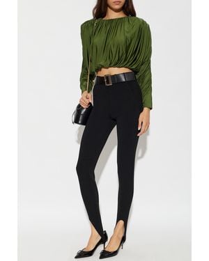 Self-Portrait Leggings With A Belt - Green