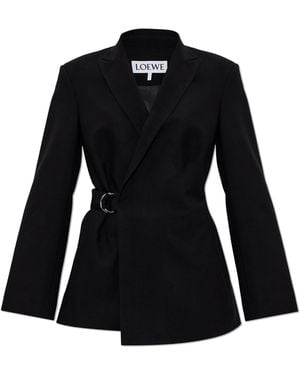 Loewe Wool Blazer With Belt - Black