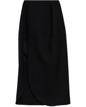 Jil Sander Wool Midi Skirt With Side Slit - Black