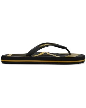 EA7 Rubber Flip-Flops With Logo - Black