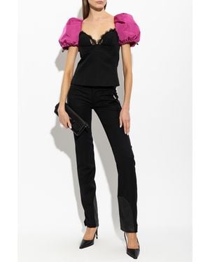 DSquared² Wool Top With Puffed Sleeves - Black