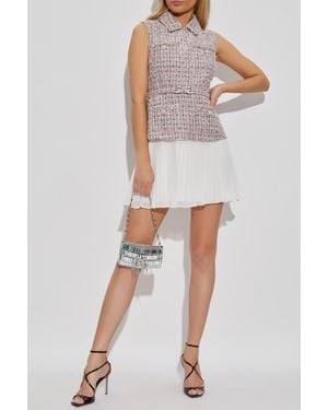 Self-Portrait Dress With Pleated Skirt - Pink
