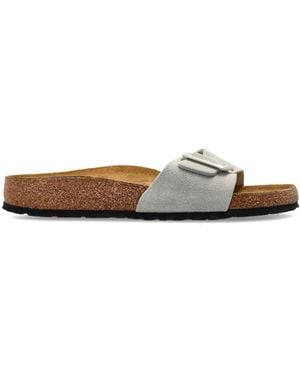 Birkenstock 'Madrid Cushion Buckle Suede' Slides - White