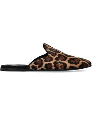 Dolce & Gabbana Animal Print Slides - Brown