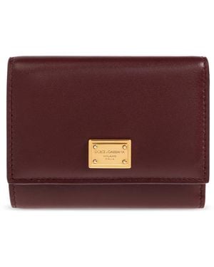 Dolce & Gabbana Leather Wallet With Applique - Purple