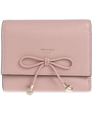 Jimmy Choo Leather Wallet With Logo - Pink