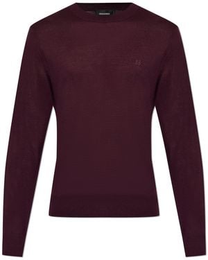 DSquared² Wool Jumper With Embroidered Logo - Purple