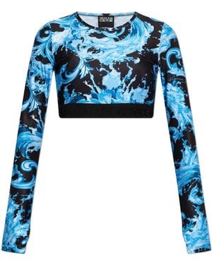 Versace Jeans Couture Short Top With Long Sleeves - Blue