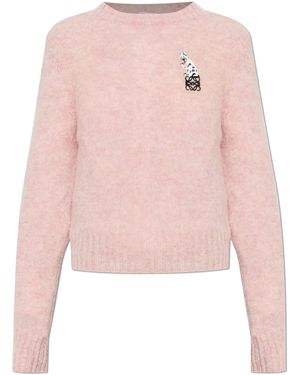 Loewe Wool Jumper With Patch - Pink