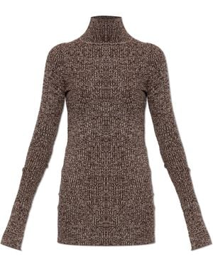 Sportmax Wool Turtleneck Jumper 'Bouquet' - Brown