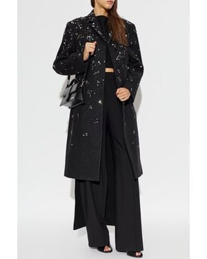 Jil Sander Wool Coat With Sequins - Black
