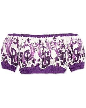 Dolce & Gabbana Short Top With 'Majolica' Print - Purple
