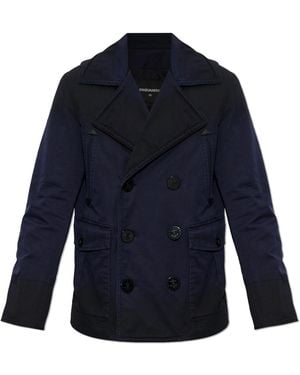 DSquared² Double-Breasted Coat - Blue