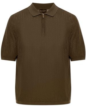 Emporio Armani Polo With A Decorative Weave - Green