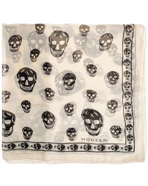 McQueen Silk Scarf With A Distinctive Skull Motif - Natural