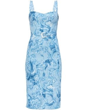 Versace Jeans Couture Strap Dress With "Barocco" Pattern - Blue