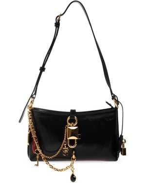 Dolce & Gabbana Leather Bag With Logo - Black