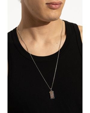 McQueen Necklace With A Pendant Featuring An Engraved Logo - Black