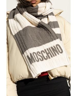 Moschino Scarf With Logo - Natural
