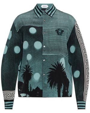 Versace Silk Shirt With Print - Green