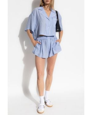 T By Alexander Wang Striped Pattern Shorts - Blue