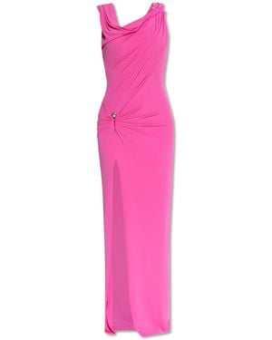 Versace Dress With Decorative Safety Pin And Draping - Pink