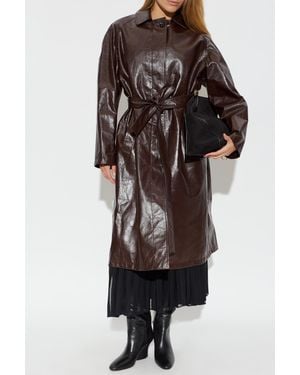 Alaïa Leather Coat - Black