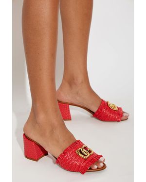 Dolce & Gabbana Heeled Mules With Logo - Red