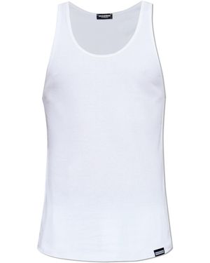 DSquared² Ribbed Lingerie-Style Sleeveless Top - White