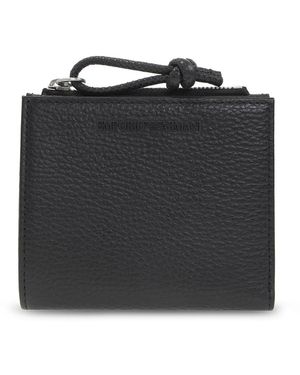 Emporio Armani Leather Wallet With Logo - Black