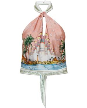CASABLANCA Silk Top With Open Back - Pink